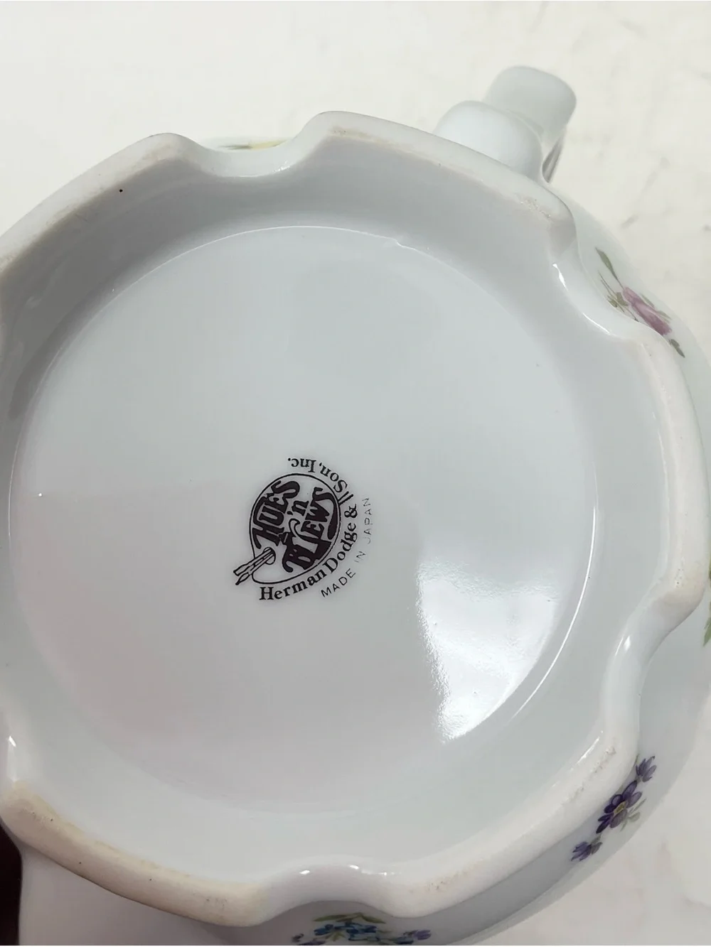 Porcelain Floral Teapot with Gold Trim